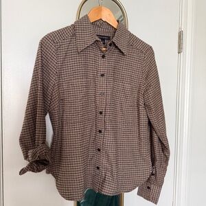 Banana Republic - Alys Slim Flannel Shirt - neutral plaid, size 8